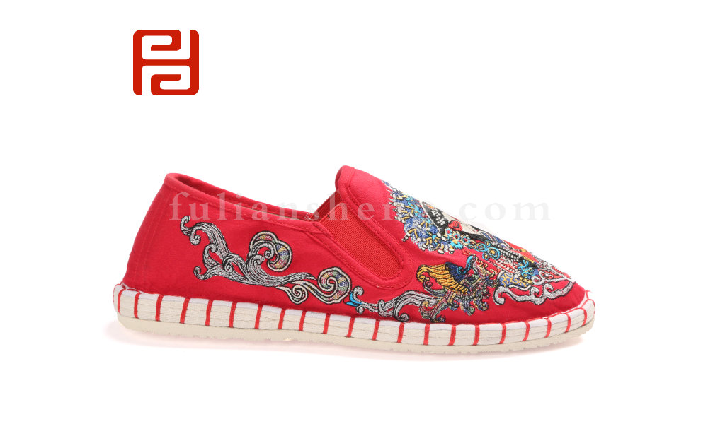 福連升中國風老北京布鞋男繡花社會臉譜千層底軟底布鞋圖片