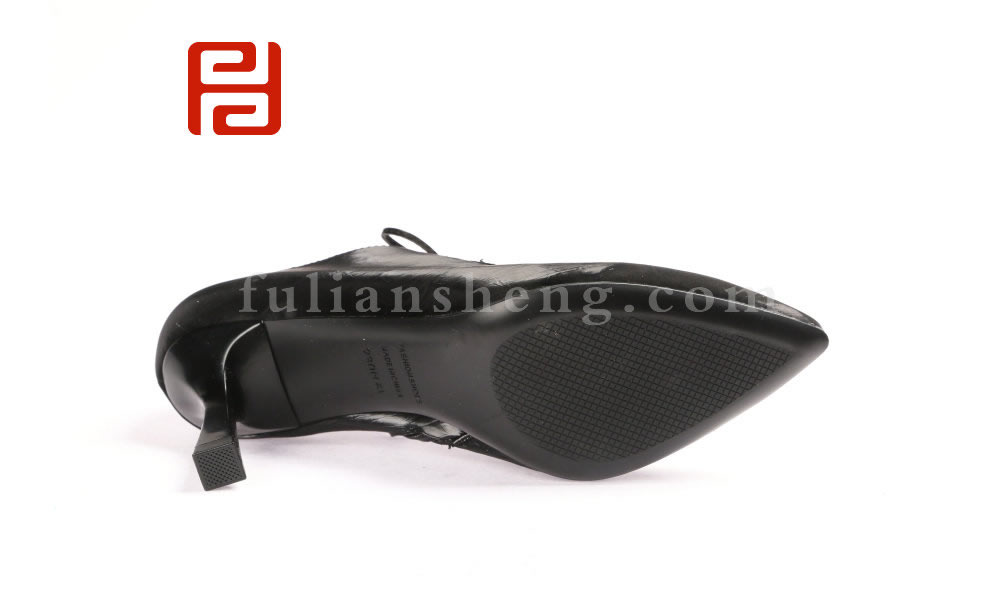 福連升春款單鞋黑色高跟鞋百搭休閑鞋工作通勤細(xì)跟女鞋子圖片