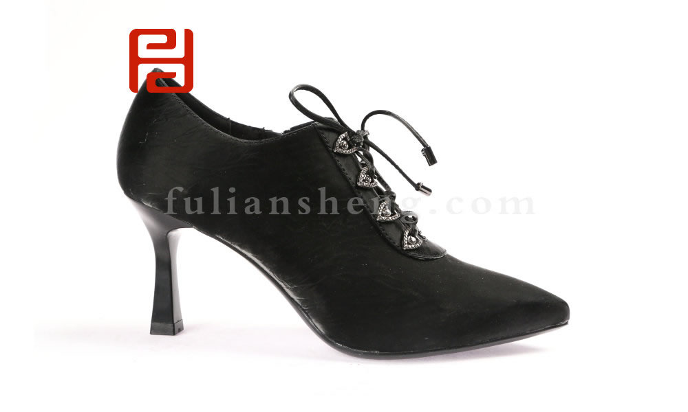 福連升春款單鞋黑色高跟鞋百搭休閑鞋工作通勤細(xì)跟女鞋子圖片