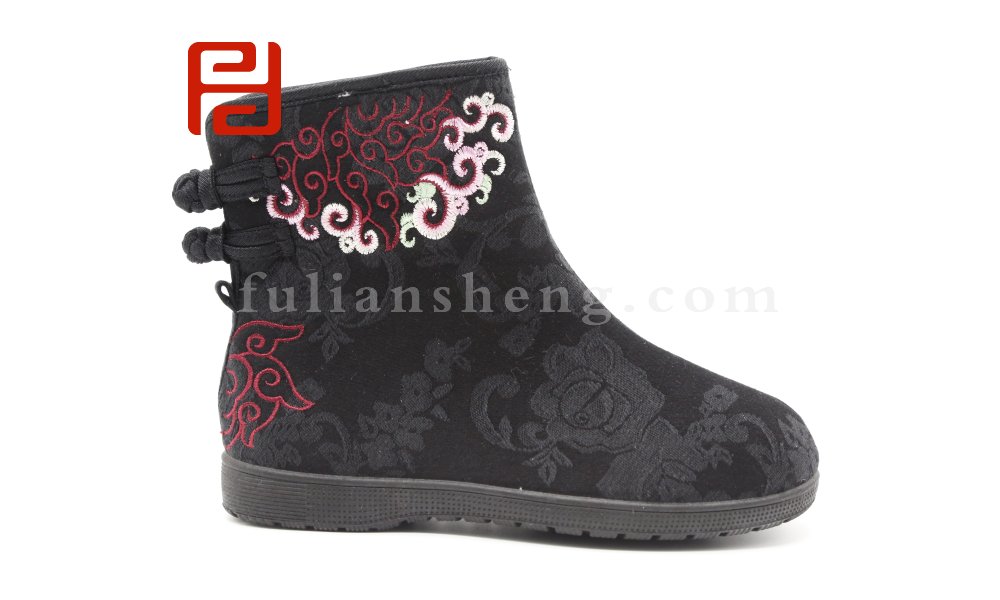 福連升老北京布鞋2020冬季新款民族風(fēng)中國(guó)風(fēng)繡花印花舒適短靴圖片