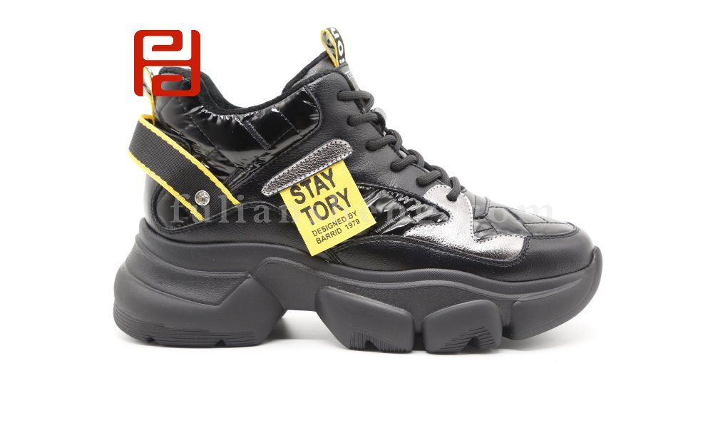 福連升休閑鞋2020冬時(shí)尚運(yùn)動(dòng)百搭厚底顯高牛皮老爹鞋圖片