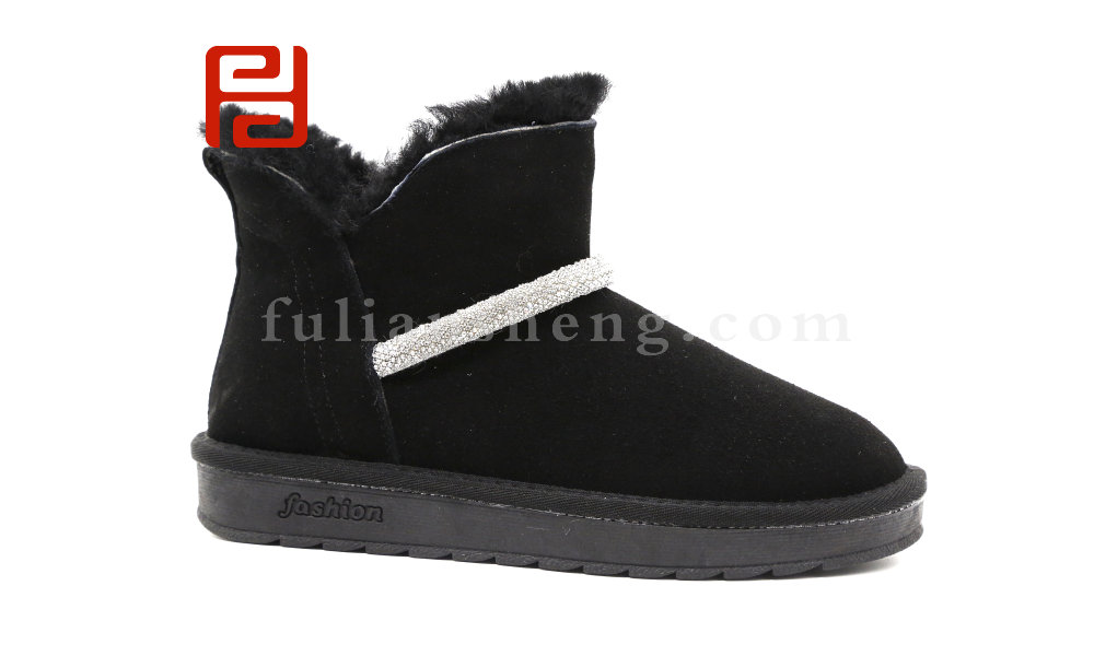 福連升休閑鞋女靴短靴棉鞋20冬季磨砂牛皮加厚保暖時(shí)尚雪地靴女圖片