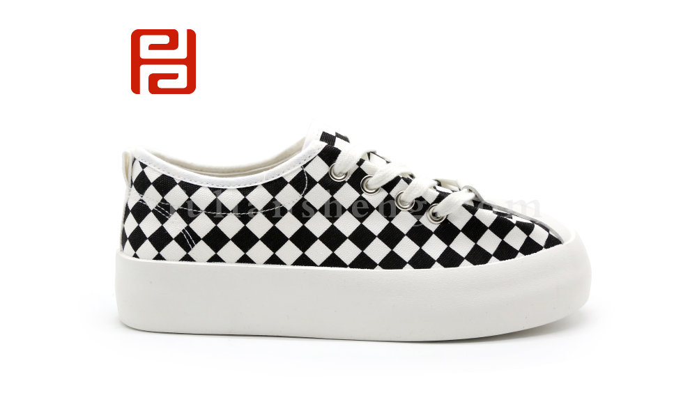 福連升夏季女鞋板鞋自由撞色棋盤(pán)格厚底舒適透氣鞋子
