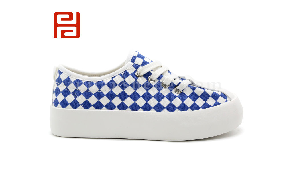 福連升夏季女鞋板鞋自由撞色棋盤(pán)格厚底舒適透氣鞋子