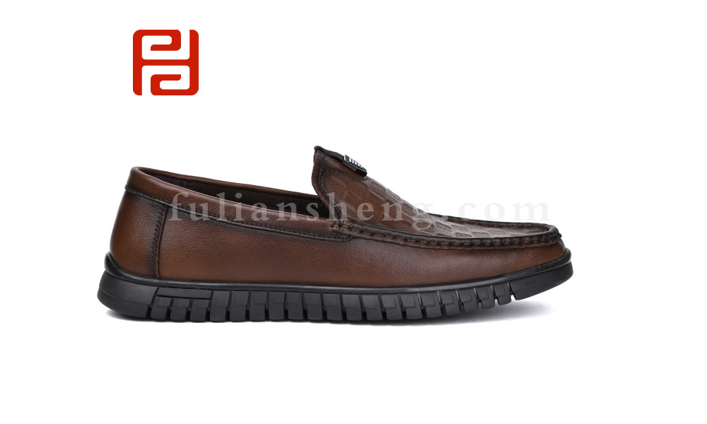 福連升春秋男鞋單鞋棋盤(pán)紋豆豆鞋商務(wù)復(fù)古手縫鞋