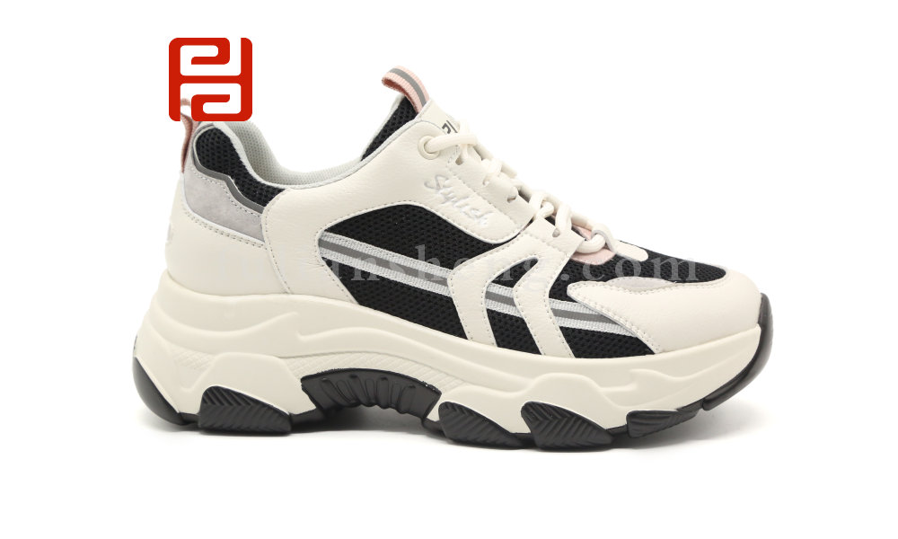 福連升休閑老爹鞋女春季拼色厚底舒適透氣運動女鞋圖片