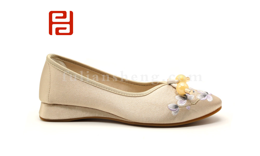 福連升老北京布鞋民族風(fēng)繡花女鞋棉麻古典坡跟休閑