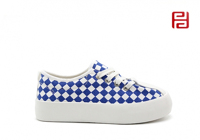 福連升夏季女鞋板鞋自由撞色棋盤(pán)格厚底舒適透氣鞋子